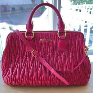 MIU MIU Zip Around Bauletto Bag Matelasse Leather Medium (Fuchsia) 👜